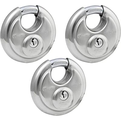 Candado de disco de acero inoxidable con cubierta Master Lock 40TRI - Cerradura Candado de disco de acero inoxidable con cubierta Master Lock 40TRI - Cerradura