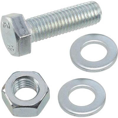 AERZETIX Juego de 10 tornillos de cabeza hexagonal M12x40 mm + 20 arandelas M12x24 mm + 10 tuercas hexagonales M12 para bricolaje y fijación ligera acero AERZETIX Juego de 10 tornillos de cabeza hexagonal M12x40 mm + 20 arandelas M12x24 mm + 10 tuercas hexagonales M12 para bricolaje y fijación ligera acero