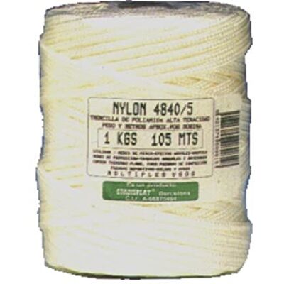 Hilos Y Cuerdas Del Segura Bobina trencilla nylon 4840/4 1 kg blanco Hilos Y Cuerdas Del Segura Bobina trencilla nylon 4840/4 1 kg blanco