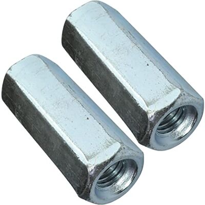 AERZETIX Juego de 2 Tuercas de acoplamiento hexagonales largas M10x45mm tuerca de extensión prolongador en acero al carbono con rosca métrica AERZETIX Juego de 2 Tuercas de acoplamiento hexagonales largas M10x45mm tuerca de extensión prolongador en acero al carbono con rosca métrica