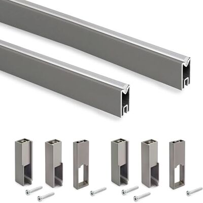 EMUCA Kit de barra para armario Luxe, 1,15 m, Titanio, Aluminio y Plástico, 1 kit EMUCA Kit de barra para armario Luxe, 1,15 m, Titanio, Aluminio y Plástico, 1 kit