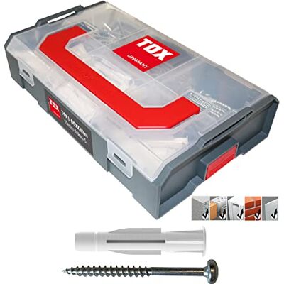 TOX L-BOXX Mini Electro Trika + S, caja de tacos compacta, divisible en seis compartimentos, juego de tornillos y tacos para la fijación en casi los materiales de construcción, 232 unid., TOX L-BOXX Mini Electro Trika + S, caja de tacos compacta, divisible en seis compartimentos, juego de tornillos y tacos para la fijación en casi los materiales de construcción, 232 unid.,