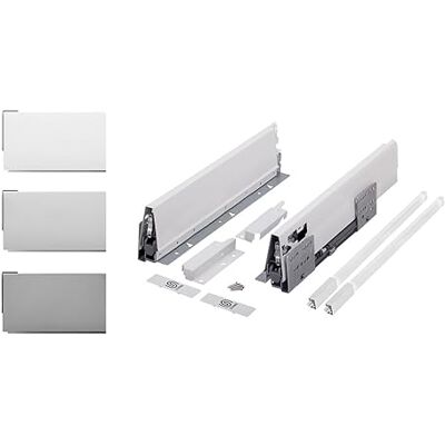 cyclingcolors 2x Cajón completo con guías + lateral + soporte frontal + trasero + tapa + tornillos, corredera, riel, muebles, cocina, altura 140mm, longitud 450mm, blanco, reling cuadrado cyclingcolors 2x Cajón completo con guías + lateral + soporte frontal + trasero + tapa + tornillos, corredera, riel, muebles, cocina, altura 140mm, longitud 450mm, blanco, reling cuadrado