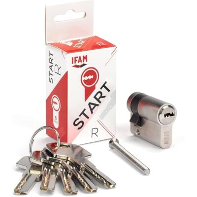 IFAM Cilindro Puertas Start-R, 10x30mm, Leva 15mm, Bombín Cerradura de Seguridad con 6 Pitones de Acero, Incluye 5 Llaves Reversibles, Sistema Antiganzúa y Antitaladro, Perfil Europeo, Acabado Níquel IFAM Cilindro Puertas Start-R, 10x30mm, Leva 15mm, Bombín Cerradura de Seguridad con 6 Pitones de Acero, Incluye 5 Llaves Reversibles, Sistema Antiganzúa y Antitaladro, Perfil Europeo, Acabado Níquel