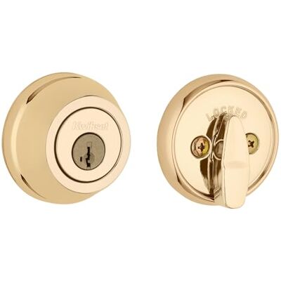 Kwikset 780 Serie de cerrojo de seguridad de un solo cilindro, latón pulido, nuevo Kwikset 780 Serie de cerrojo de seguridad de un solo cilindro, latón pulido, nuevo