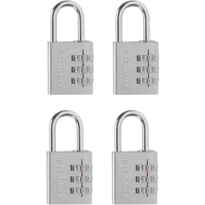 Master Lock Establece tu propia cerradura de combinación, aluminio, 1-3/16 pulgadas de ancho, paquete de 4, Master Lock Establece tu propia cerradura de combinación, aluminio, 1-3/16 pulgadas de ancho, paquete de 4,