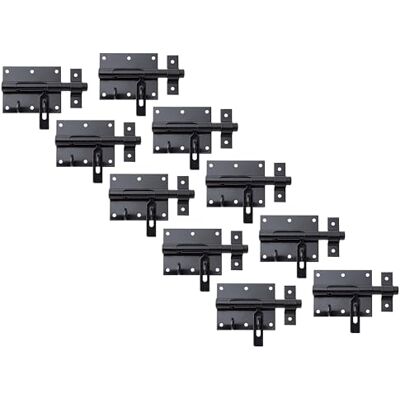 Alberts Cerradura de perno con trabilla fijada revestimiento de plástico negro placa 90 x 73 mm perno de 13,5 mm longitud total 130 mm juego de 10 unidades Alberts Cerradura de perno con trabilla fijada revestimiento de plástico negro placa 90 x 73 mm perno de 13,5 mm longitud total 130 mm juego de 10 unidades