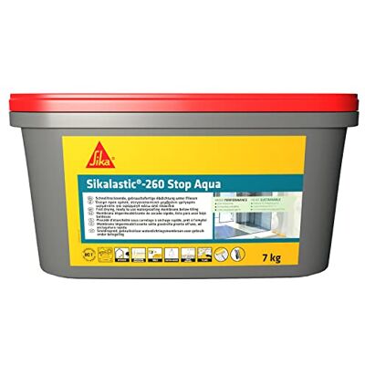 SIKA Membrana impermeabilizante lastic 260 Stop Agua gris claro Lista al uso para aplicar en baños y duchas Secado rápido 7 kg SIKA Membrana impermeabilizante lastic 260 Stop Agua gris claro Lista al uso para aplicar en baños y duchas Secado rápido 7 kg