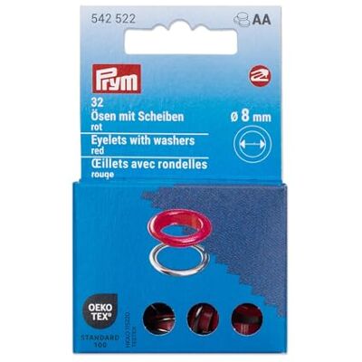 Prym Ojales con arandelas 8 mm Rojo/Plata Compatible con Vario Creative Tool Prym Ojales con arandelas 8 mm Rojo/Plata Compatible con Vario Creative Tool