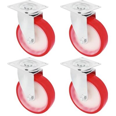 Amig Pack de 4 Ruedas Giratorias Con Pletina Metálica Ø 100 mm Peso Máximo 120 Kg Para Mover Muebles Pesados Para Uso en Hostelería y Hospitales Núcleo Nylon Blanco Poliuretano Rojo Amig Pack de 4 Ruedas Giratorias Con Pletina Metálica Ø 100 mm Peso Máximo 120 Kg Para Mover Muebles Pesados Para Uso en Hostelería y Hospitales Núcleo Nylon Blanco Poliuretano Rojo