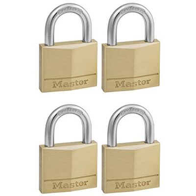 Master Lock 150EURD Lote de 4 Candados de Ancho con Cuerpo de Latón Macizo, Dorado, 6.8 x 5 x 1.4 cm Master Lock 150EURD Lote de 4 Candados de Ancho con Cuerpo de Latón Macizo, Dorado, 6.8 x 5 x 1.4 cm