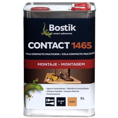 Bostik Cola de Contacto Multiusos Contact 1465, Pegado Inmediato y Definitivo, Resistente a la Temperatura y Humedad, Pegado Flexible, de Uso General, Agarre Instantáneo, Multimaterial, Bote 5 l Bostik Cola de Contacto Multiusos Contact 1465, Pegado Inmediato y Definitivo, Resistente a la Temperatura y Humedad, Pegado Flexible, de Uso General, Agarre Instantáneo, Multimaterial, Bote 5 l