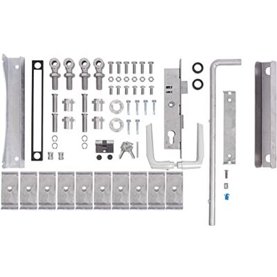 Alberts Juego de accesorios Flexo, para puerta doble, altura de 1400 a 2000 mm, acero bruto, galvanizado en caliente Alberts Juego de accesorios Flexo, para puerta doble, altura de 1400 a 2000 mm, acero bruto, galvanizado en caliente