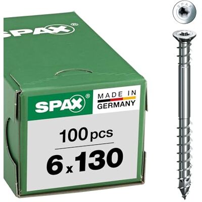 SPAX Tornillo de ajuste, 6 x 130 mm, 100 unidades, cabeza plana, T-STAR plus T30, ranuras de sujeción, 4CUT, WIROX SPAX Tornillo de ajuste, 6 x 130 mm, 100 unidades, cabeza plana, T-STAR plus T30, ranuras de sujeción, 4CUT, WIROX