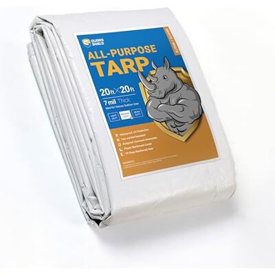 GUARD SHIELD Lona Blanca Impermeable de 20 x 20 pies, Cubierta de Lona de Polietileno, Multiusos, de Resistencia Media, de 7 mil de Grosor GUARD SHIELD Lona Blanca Impermeable de 20 x 20 pies, Cubierta de Lona de Polietileno, Multiusos, de Resistencia Media, de 7 mil de Grosor