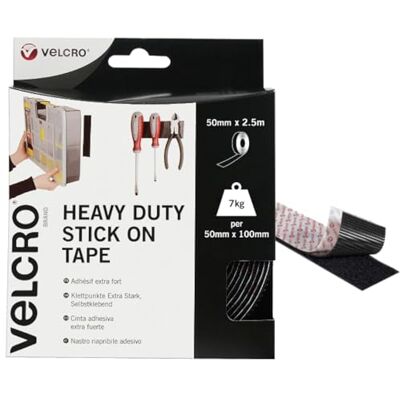 VELCRO Brand Cinta adhesiva extra fuerte 50mm x 2.5m Negro VELCRO Brand Cinta adhesiva extra fuerte 50mm x 2.5m Negro