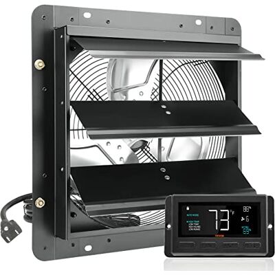 VEVOR Extractor de Persiana con Controlador de Temperatura y Humedad, Motor EC, 1513 CFM, Ático de Montaje en Pared Ajustable de 10 Velocidades, para Invernaderos, Garajes, Cobertizos 35,8 x 35,8 cm VEVOR Extractor de Persiana con Controlador de Temperatura y Humedad, Motor EC, 1513 CFM, Ático de Montaje en Pared Ajustable de 10 Velocidades, para Invernaderos, Garajes, Cobertizos 35,8 x 35,8 cm