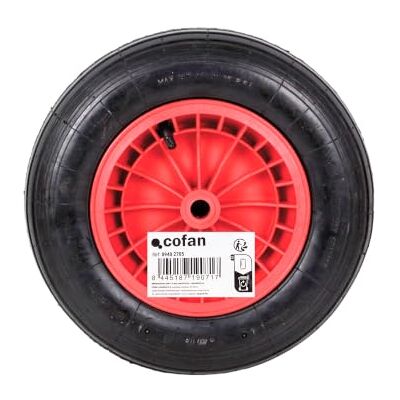 Cofan Rueda para carretilla de obra con rodamiento Fabricada con llanta de ABS neumática Para pesos de hasta 136 kg Cofan Rueda para carretilla de obra con rodamiento Fabricada con llanta de ABS neumática Para pesos de hasta 136 kg