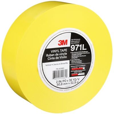 3M Cinta Duradera para Marcar Pisos , Yellow, 50.8 mm x 33 m, 0.43 mm, Individually Wrapped Conveniently Packaged 3M Cinta Duradera para Marcar Pisos , Yellow, 50.8 mm x 33 m, 0.43 mm, Individually Wrapped Conveniently Packaged