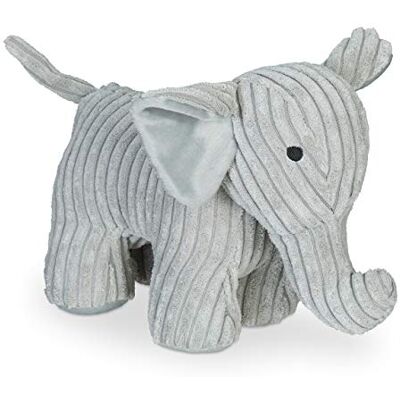 Relaxdays Tope para Puertas Elefante, Tela Pana, Relleno Arena, Sujetapuertas Peluche, 22cm Alto, Pesado, Blandito, Gris Relaxdays Tope para Puertas Elefante, Tela Pana, Relleno Arena, Sujetapuertas Peluche, 22cm Alto, Pesado, Blandito, Gris