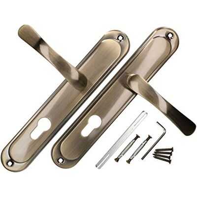 KOTARBAU ® Juego de manillas para Puerta, Manilla con Agujero de Cilindro, 72 mm, Manijas de Puerta de Placa Larga, Manillas para Puerta Interior y Exterior, Picaportes Cuero Antiguo, Kit de Montaje KOTARBAU ® Juego de manillas para Puerta, Manilla con Agujero de Cilindro, 72 mm, Manijas de Puerta de Placa Larga, Manillas para Puerta Interior y Exterior, Picaportes Cuero Antiguo, Kit de Montaje