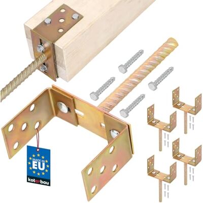 KOTARBAU ® 4 piezas Soporte Para Poste Pie de Pilar Acero 200 mm para Empotrar en Hormigón Dorado Ajustable 0-160 mm con Anclaje para Poste Sujeción Galvanizada KOTARBAU ® 4 piezas Soporte Para Poste Pie de Pilar Acero 200 mm para Empotrar en Hormigón Dorado Ajustable 0-160 mm con Anclaje para Poste Sujeción Galvanizada