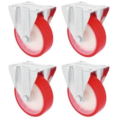 Amig Pack de 4 Ruedas Fijas Ø 125 mm Pletina Metálica Peso Máximo 170 Kg Para Mover Muebles Pesados o Electrodomésticos Rodamientos de Rodillos Núcleo Nylon Blanco Poliuretano Rojo Amig Pack de 4 Ruedas Fijas Ø 125 mm Pletina Metálica Peso Máximo 170 Kg Para Mover Muebles Pesados o Electrodomésticos Rodamientos de Rodillos Núcleo Nylon Blanco Poliuretano Rojo