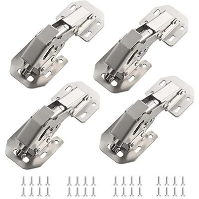 JINWOKEJI 4 bisagras ocultas para armario de cocina, bisagras ocultas sin marco, bisagra de puerta de armario de cierre suave, 90 grados JINWOKEJI 4 bisagras ocultas para armario de cocina, bisagras ocultas sin marco, bisagra de puerta de armario de cierre suave, 90 grados
