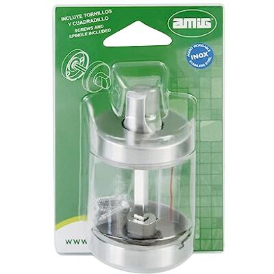 Amig Muletilla de Desbloqueo Exterior con Roseta para Puertas Mod. Ø53 mm Cuadradillo de 6 mm Desbloqueo Exterior Acero inoxidable 18/8 Plateado Mate Amig Muletilla de Desbloqueo Exterior con Roseta para Puertas Mod. Ø53 mm Cuadradillo de 6 mm Desbloqueo Exterior Acero inoxidable 18/8 Plateado Mate