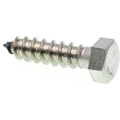 PRiME Lag perno en forma de tornillo, cabeza hexagonal, 3/8 en X 1 – 1/2 en, acero inoxidable, Pack de 25 PRiME Lag perno en forma de tornillo, cabeza hexagonal, 3/8 en X 1 – 1/2 en, acero inoxidable, Pack de 25