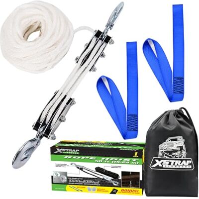 XSTRAP STANDARD Polipasto de cuerda resistente de 2 libras de resistencia a la rotura de 50 pies, bloque de carga de trabajo de 1000 libras y sistema de polea de aparejos para levantar objetos pesados XSTRAP STANDARD Polipasto de cuerda resistente de 2 libras de resistencia a la rotura de 50 pies, bloque de carga de trabajo de 1000 libras y sistema de polea de aparejos para levantar objetos pesados