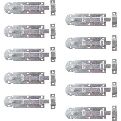 Alberts Cerrojo para ventana, recto con trabilla fijada, galvanizado en azul, placa de 100 mm, juego de 10 unidades Alberts Cerrojo para ventana, recto con trabilla fijada, galvanizado en azul, placa de 100 mm, juego de 10 unidades