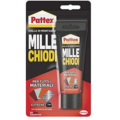 Pattex Mille Clavos Extreme, fuerte adhesivo de montaje, pegamento fuerte para interiores y exteriores, adhesivo sellador resistente al agua y a los rayos UV, blanco, 1 x 142 g blister Pattex Mille Clavos Extreme, fuerte adhesivo de montaje, pegamento fuerte para interiores y exteriores, adhesivo sellador resistente al agua y a los rayos UV, blanco, 1 x 142 g blister