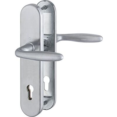 HOPPE House Puerta de entrada Verona Espacio estándar de 88 mm de acero inoxidable mate Manijas de puerta pestillo de placa larga cerradura de cilindro para puerta de espesor 42/47 mm, sin protector de extracción, comprobación: En 1906 RC2, 1 pieza de pro HOPPE House Puerta de entrada Verona Espacio estándar de 88 mm de acero inoxidable mate Manijas de puerta pestillo de placa larga cerradura de cilindro para puerta de espesor 42/47 mm, sin protector de extracción, comprobación: En 1906 RC2, 1 pieza de pro