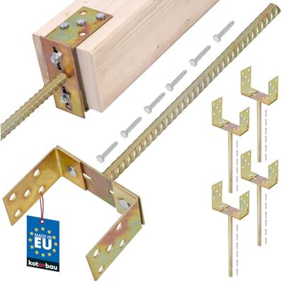 KOTARBAU ® 4 piezas Soporte Para Poste Pie de Pilar Acero 400 mm para Empotrar en Hormigón Dorado Ajustable 0-160 mm con Anclaje para Poste Sujeción Galvanizada KOTARBAU ® 4 piezas Soporte Para Poste Pie de Pilar Acero 400 mm para Empotrar en Hormigón Dorado Ajustable 0-160 mm con Anclaje para Poste Sujeción Galvanizada