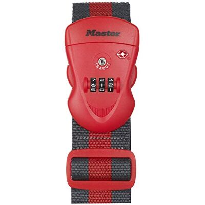 Master Lock Correa para Equipaje con Combinación, rojo, 190 x 6.5 x 4.8 cm Master Lock Correa para Equipaje con Combinación, rojo, 190 x 6.5 x 4.8 cm