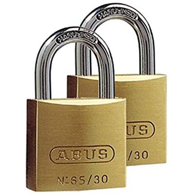 ABUS Candado de latón 65/30 juego de 2 unidades, cierre igualado cuerpo del candado de latón macizo arco de acero endurecido nivel de seguridad 4 ABUS Candado de latón 65/30 juego de 2 unidades, cierre igualado cuerpo del candado de latón macizo arco de acero endurecido nivel de seguridad 4