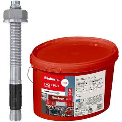 fischer Anclaje de perno FAZ II Plus 10/10 gvz en cubo, anclaje para cargas pesadas con alta capacidad de carga, pernos de anclaje para sujetadores de cargas pesadas y estructuras de acero, aprobación fischer Anclaje de perno FAZ II Plus 10/10 gvz en cubo, anclaje para cargas pesadas con alta capacidad de carga, pernos de anclaje para sujetadores de cargas pesadas y estructuras de acero, aprobación