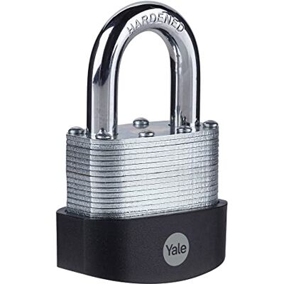 Yale Candado acero laminado 60 mm 3 llaves antirrobo seguridad para taquilla, caja de herramientas, armario candado antirrobo para taquilla puerta garaje Yale Candado acero laminado 60 mm 3 llaves antirrobo seguridad para taquilla, caja de herramientas, armario candado antirrobo para taquilla puerta garaje