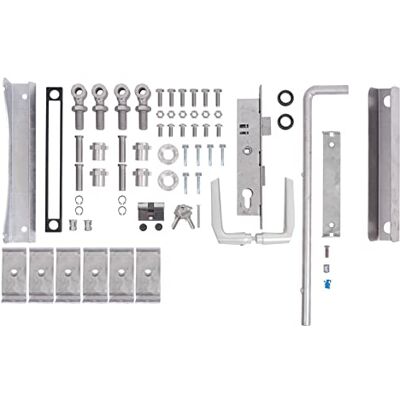 Alberts Juego de accesorios Flexo, para puerta doble, hasta 1200 mm de altura, acero bruto, galvanizado en caliente Alberts Juego de accesorios Flexo, para puerta doble, hasta 1200 mm de altura, acero bruto, galvanizado en caliente
