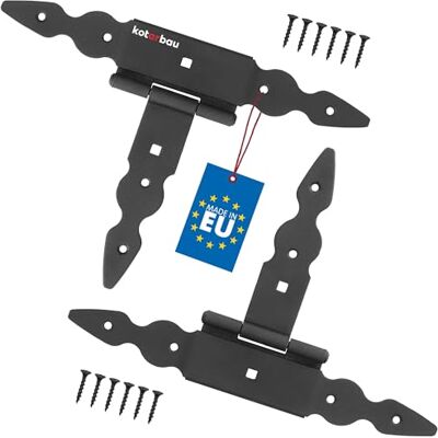 KOTARBAU ® Bisagras en T (2 unidades, 150 mm, acero con recubrimiento en polvo, negro, para puerta de madera, bisagras, para cargas pesadas, herrajes, puerta de jardín) KOTARBAU ® Bisagras en T (2 unidades, 150 mm, acero con recubrimiento en polvo, negro, para puerta de madera, bisagras, para cargas pesadas, herrajes, puerta de jardín)