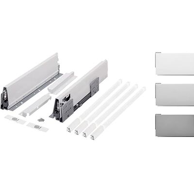 cyclingcolors 2x Cajón completo con guías + lateral + soporte frontal + trasero + tapa + tornillos, corredera, riel, muebles, cocina, altura 204mm, longitud 500mm, titanio, reling cuadrado x4 cyclingcolors 2x Cajón completo con guías + lateral + soporte frontal + trasero + tapa + tornillos, corredera, riel, muebles, cocina, altura 204mm, longitud 500mm, titanio, reling cuadrado x4