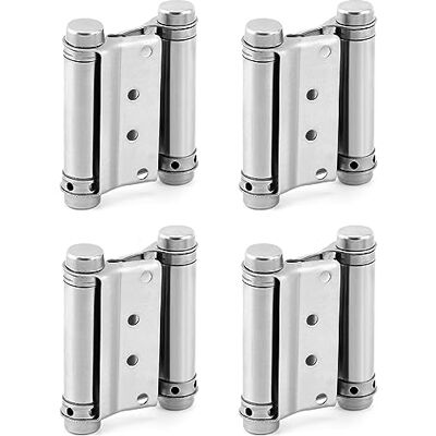 QWORK Bisagras oscilantes de puerta de barra de salón de café resistente, paquete de 4 bisagras de acero inoxidable de 3 pulgadas, bisagras de puerta de resorte de doble acción QWORK Bisagras oscilantes de puerta de barra de salón de café resistente, paquete de 4 bisagras de acero inoxidable de 3 pulgadas, bisagras de puerta de resorte de doble acción
