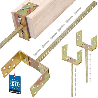 KOTARBAU ® 2 piezas Soporte Para Poste Pie de Pilar Acero 400 mm para Empotrar en Hormigón Dorado Ajustable 0-160 mm con Anclaje para Poste Sujeción Galvanizada KOTARBAU ® 2 piezas Soporte Para Poste Pie de Pilar Acero 400 mm para Empotrar en Hormigón Dorado Ajustable 0-160 mm con Anclaje para Poste Sujeción Galvanizada