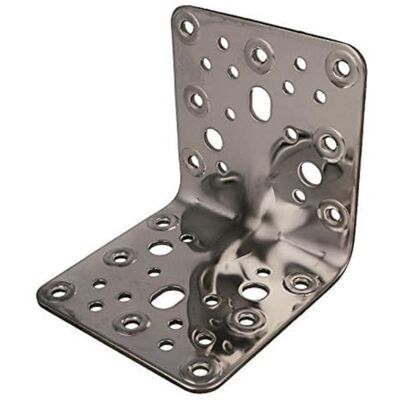 Amig Escuadra Metálica Perforada 103 x 100 x 3 mm Fijación de Estructuras de Madera Para Anclajes de Vigas, Tejados y Largueros Acero Inoxidable Mate Amig Escuadra Metálica Perforada 103 x 100 x 3 mm Fijación de Estructuras de Madera Para Anclajes de Vigas, Tejados y Largueros Acero Inoxidable Mate