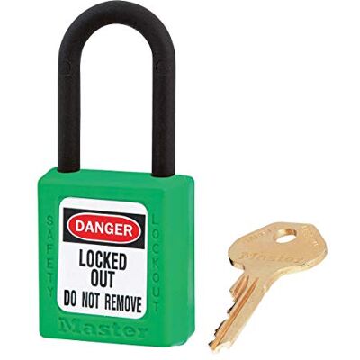 Master Lock Candado de consignación dieléctrico de 38 mm de ancho de termoplástico Zenex™ con arco de nailon de 38 mm Verde Master Lock Candado de consignación dieléctrico de 38 mm de ancho de termoplástico Zenex™ con arco de nailon de 38 mm Verde