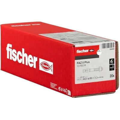 fischer Anclaje de perno FAZ II Plus 10/160 R, anclaje de acero inoxidable de alta capacidad de carga, pernos de anclaje para sujetadores de cargas pesadas y estructuras de acero, aprobación sísmica y fischer Anclaje de perno FAZ II Plus 10/160 R, anclaje de acero inoxidable de alta capacidad de carga, pernos de anclaje para sujetadores de cargas pesadas y estructuras de acero, aprobación sísmica y