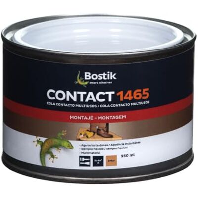 Bostik Cola de Contacto de Multiuso, Contact 1465, Fuerte y duradera, Interior y Exterior, Ámbar Bote de 250 mL Bostik Cola de Contacto de Multiuso, Contact 1465, Fuerte y duradera, Interior y Exterior, Ámbar Bote de 250 mL