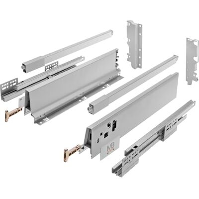 GTV Kit Cajón Alto Modern Box Square, L250mm H210mm, Cierre Suave, Extracción Total, Carga 40 kg, Guías Sincronizadas para Muebles de Cocina, Acero Gris GTV Kit Cajón Alto Modern Box Square, L250mm H210mm, Cierre Suave, Extracción Total, Carga 40 kg, Guías Sincronizadas para Muebles de Cocina, Acero Gris