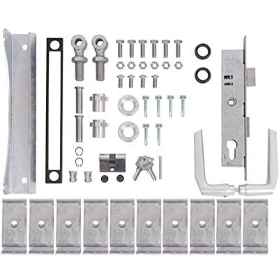 Alberts Juego de accesorios flexo, para puerta simple, altura de 1400 a 2000 mm, acero bruto, galvanizado en caliente Alberts Juego de accesorios flexo, para puerta simple, altura de 1400 a 2000 mm, acero bruto, galvanizado en caliente